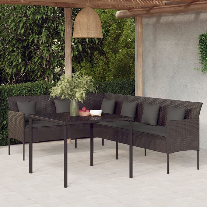 vidaXL - 2-delige - Tuinset - met - kussens - poly - rattan - zwart