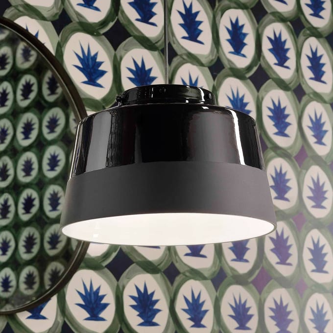 Ferroluce Hanglamp Quindim van keramiek, Ø 40 cm, zwart