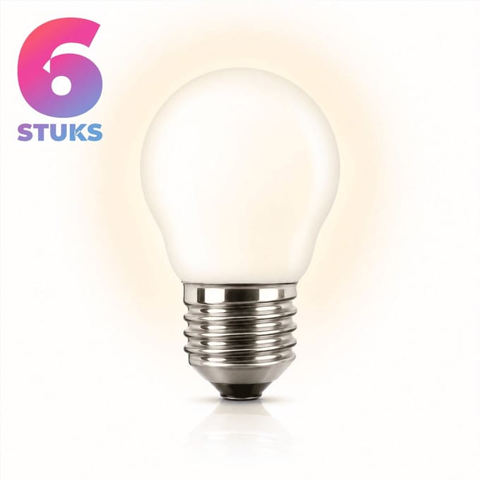 6x Kogel Gloeilamp E27 - 60W - Warm Wit Licht (2700K) - 540 lm - 1 jaar - Dimbaar