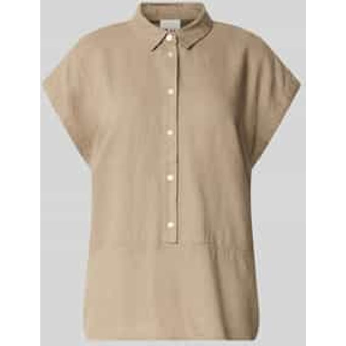 regular fit blouse van mix van linnen en viscose model 'LINNO'