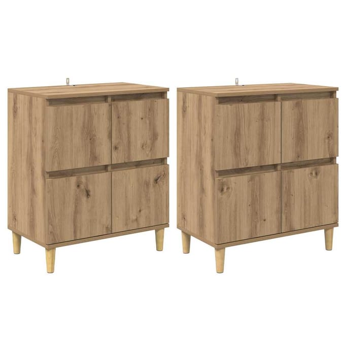 vidaXL - Dressoirs - 2 - st - Artisan - Eiken - 60 - x - 35 - x - 70 - cm - Bewerkt - hout
