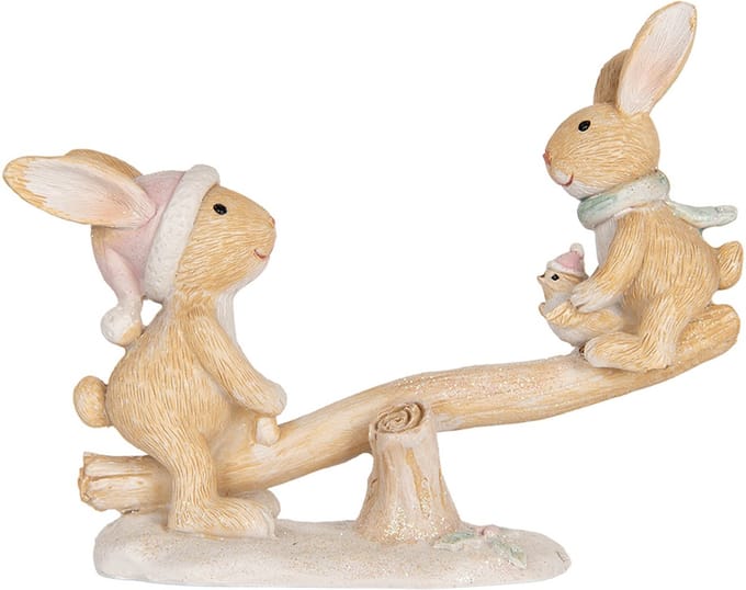Clayre & Eef Decoratie Beeld Konijn 16x6x11 cm Bruin Kunststof