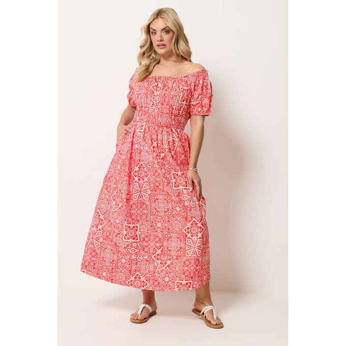 Yours Rode Paisley Poplin Bardotjurk Size 42