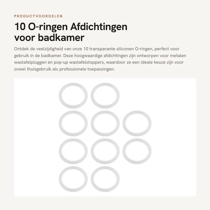 Dailygoods- O-ring 10 Stuks - Afdichtingsring - Siliconen - Badstop - Universele Pakkingen - Binnendiameter 34 mm - Afdichtring