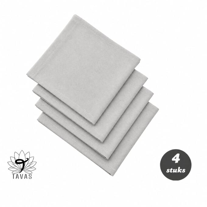 Tavas Servetten - 30 x 30 cm - Set van 4 stuks - Mistgrijs Linnenlook - Katoen