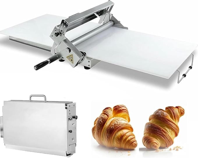 Deegroller Machine - Deegpers - Thuis Bakken - Verstelbare Dikte - 30x60cm - Zilverkleurig