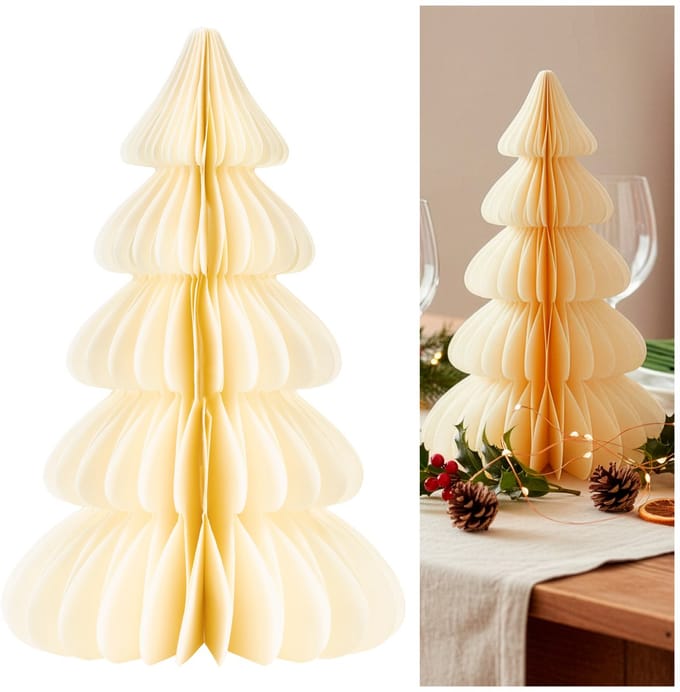 Springos Kerstbal | Papier | 30 Cm | 3D | Ecru