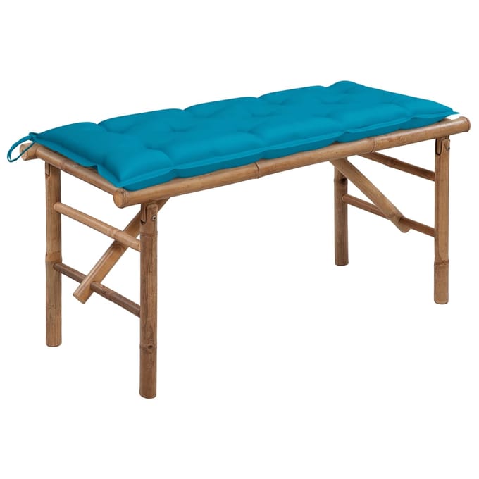 vidaXL - Tuinbank - inklapbaar - met - kussen - 118 - cm - bamboe