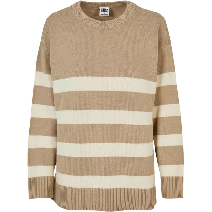 Urban Classics - Striped Knit Crewneck sweater/trui - M - Beige
