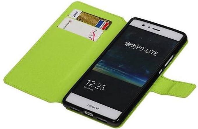 Cross Pattern TPU Bookstyle Wallet Case Hoesje Geschikt voor Huawei P9 Lite Groen
