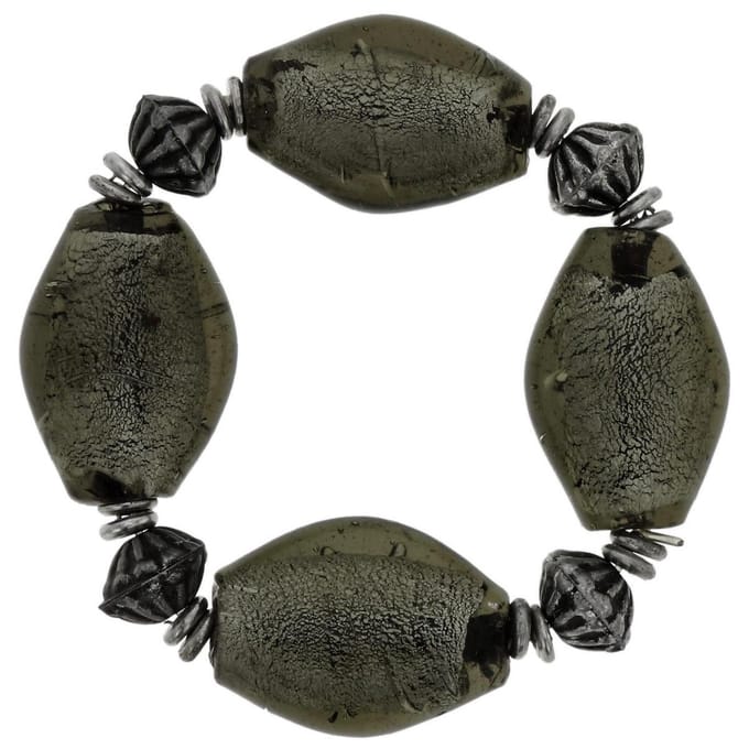 Behave - elastische armband - grijze glaskraal - stijlvol statement