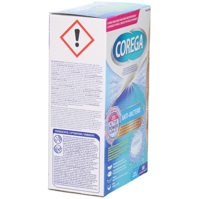 Corega Reinigingstabletten Anti-bacterie - 66 stuks
