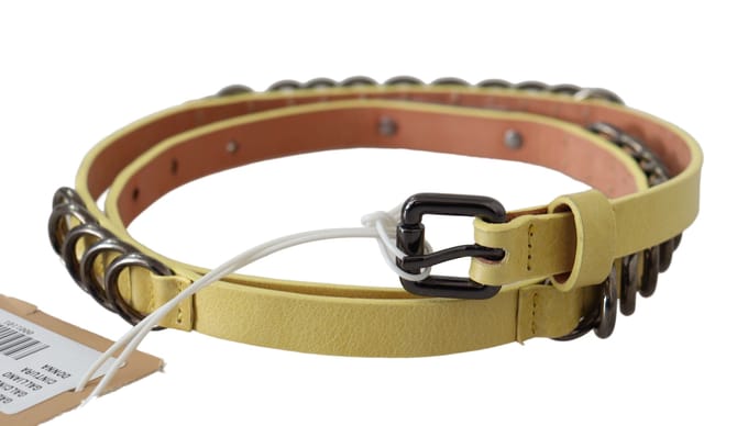 John Galliano Gele Leren Luxe Slim Gesp Chic Riem