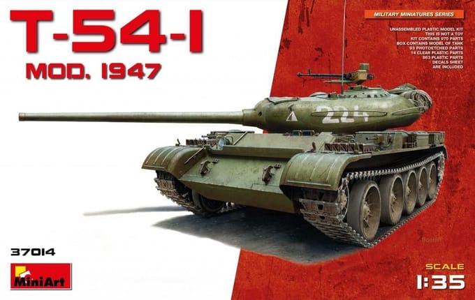 Miniart - T-54-1 Soviet Medium Tank (Min37014) - modelbouwsets, hobbybouwspeelgoed voor kinderen, modelverf en accessoires