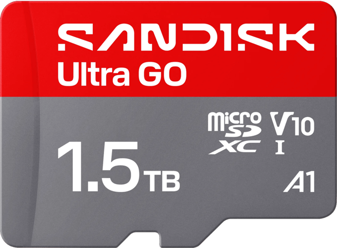 SanDisk microSDXC Ultra GO 1,5TB (UHS-I, V10, U1, C10, A1, R190 MB/s, Full Video HD