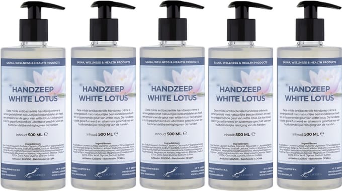 Handzeep White Lotus 500 ml - met gratis pompje - set van 5 stuks