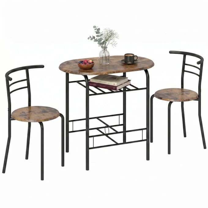 Bartafel keuken - Bartafel Set - Barkruk - Barstoel - Keukenstoel - Voetsteun - Rustiek bruin