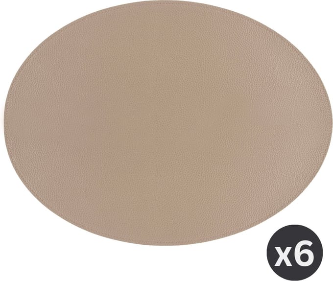 ZICZAC - Placemat TRUDO - SET/6 - lederlook - 33x45 cm - Ovaal, zand