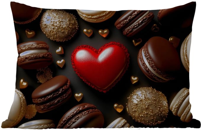 Buitenkussens - Macarons - Rood - Hart - 60x40 cm - Weerbestendig