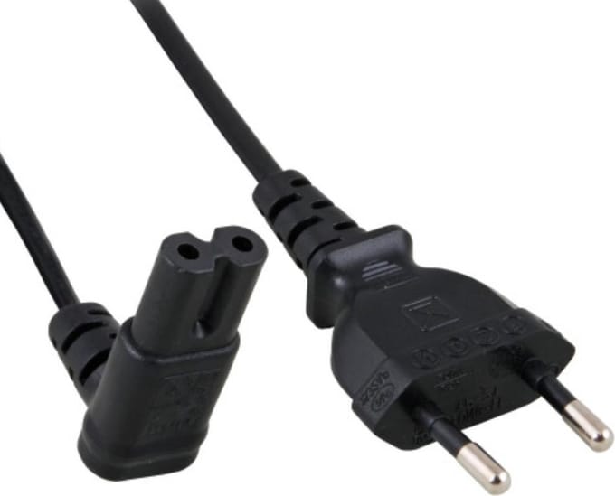 C7 apparaatsnoer - Haaks - Zwart - 2 meter - Allteq