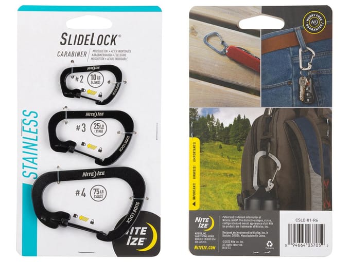 NITE IZE SlideLock Carabiner 3 Pack - Black