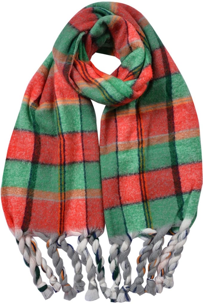 Clayre & Eef Wintersjaal Dames 50x200 cm Rood Synthetisch