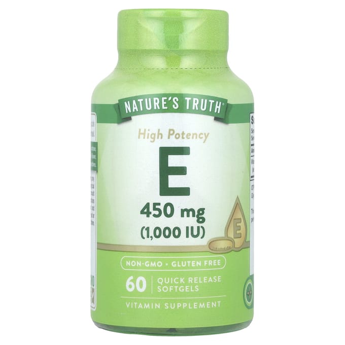 Nature's Truth, Vitamine E, Haute Puissance, 450 mg (1 000 UI), 60 Gélules Molles à Libération Rapide