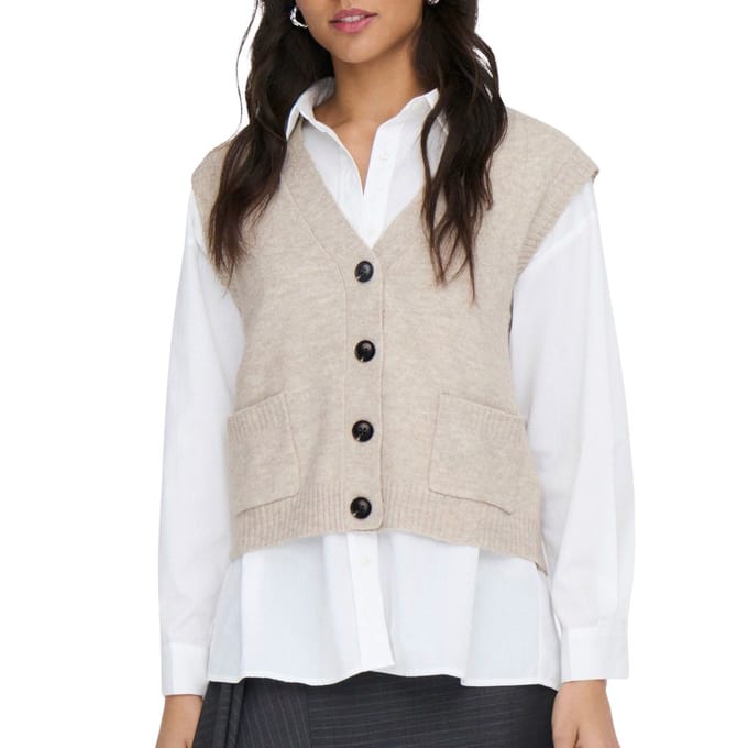 JDY - JDYSUPER S/L V-NECK VEST KNT Dames Trui