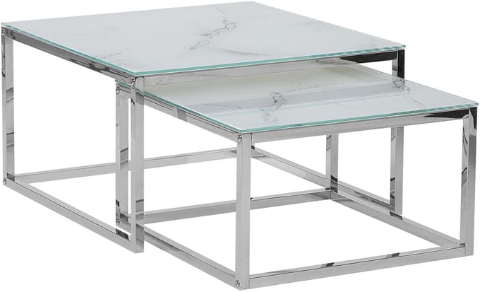 BELIANI BREA - Salontafel - Wit marmer - Veiligheidsglas