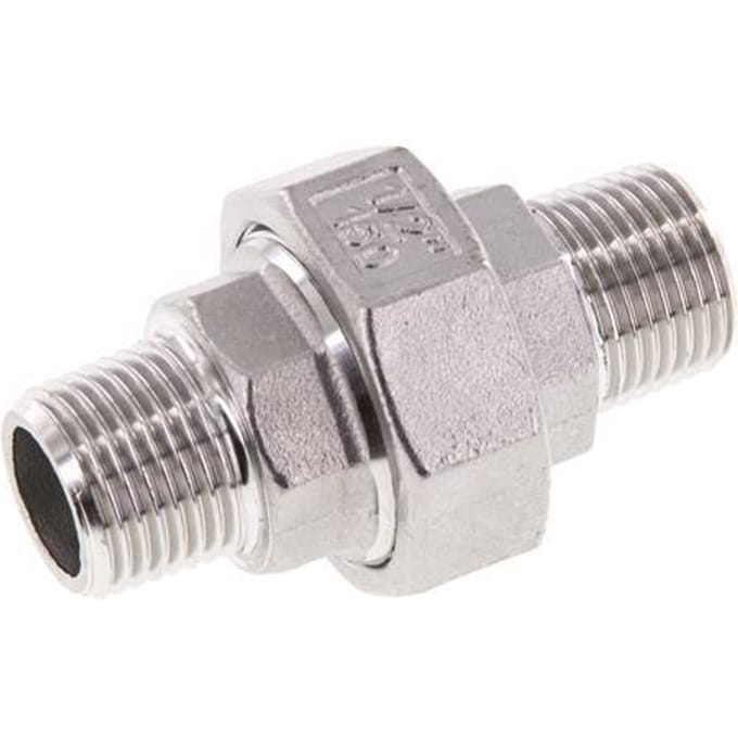 R 1/2'' RVS Borstnippel 3-delig met Conische afdichting 16 Bar - FL2S-M-SH-012R-C