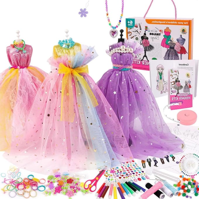 Kinder Designkit - Creatieve Set - Kleding Ontwerpen - Met 2 Poppen - 345 Stuks - Multicolor