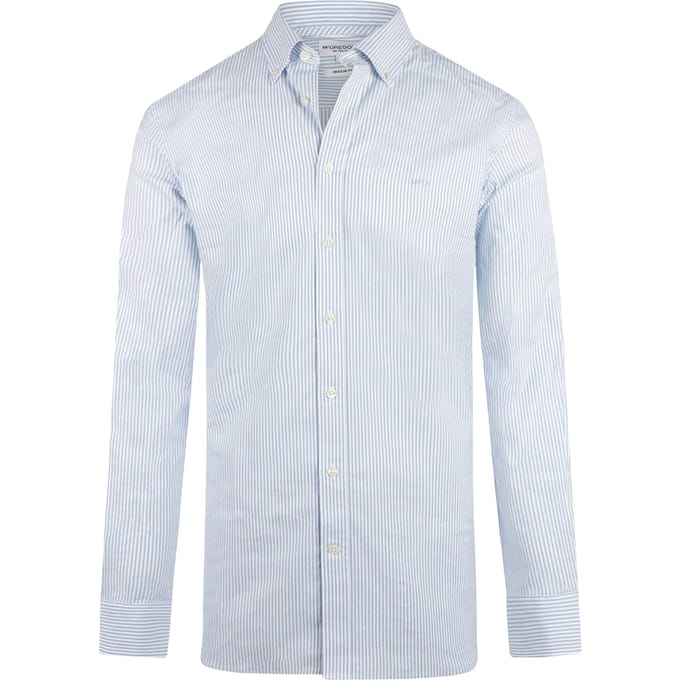 McGregor Stretch Oxford Shirt Small Stripe Light Blue Größe: M | Business hemden Outlet | Herren | Blau