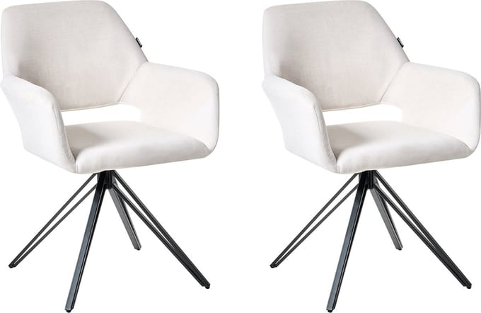 CINEY - Eetkamerstoel set van 2 - Gebroken wit - Polyester