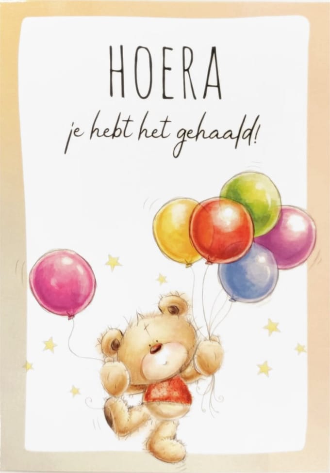 Kaart - Geslaagd - Hoera Je Hebt Het Gehaald - Met Envelop - 1 Stuk