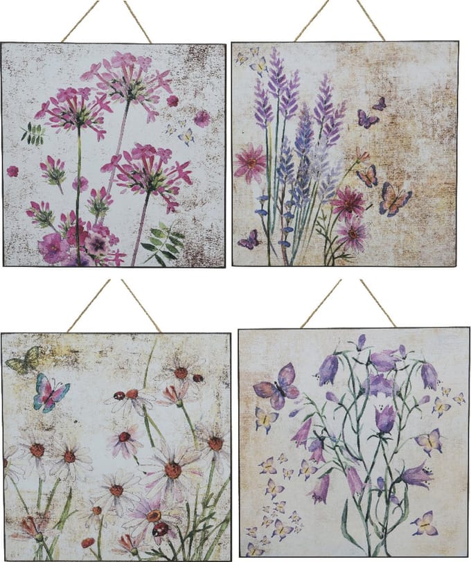Decoris Schilderij mdf- met afbeelding van bloemen- L0.9-W24-H24cm