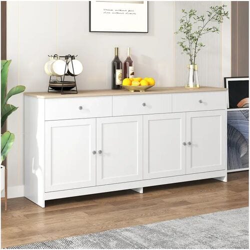 Dressoir, ladekast, buffetkast, 160 x 37 x 75 cm, met 4 deuren en 3 opbergladen