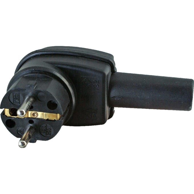 Kopp Stekker RA - Rubber - CEE 7/VII - Haaks - 16A 230V - Zwart