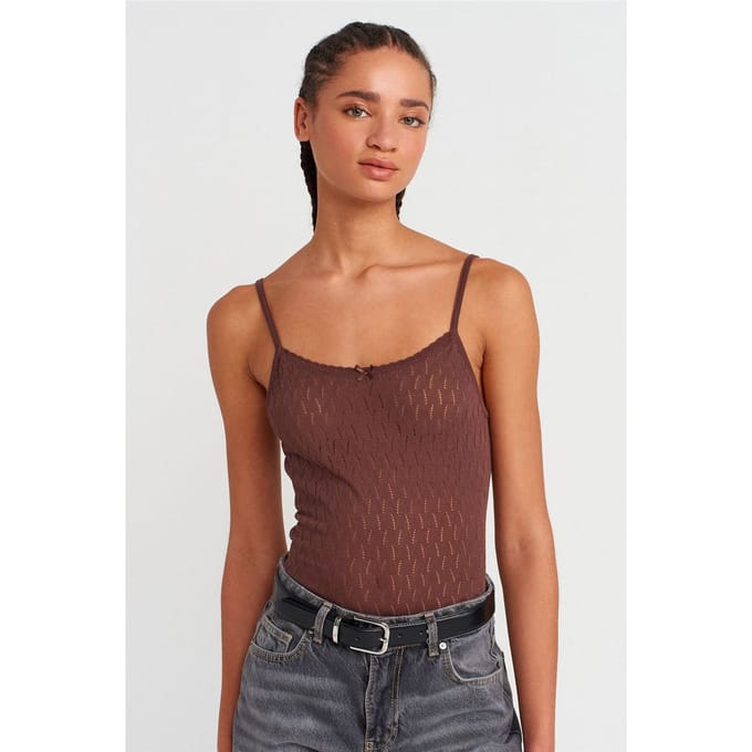 Textuur Crop Cami Blouse met Strikdetail