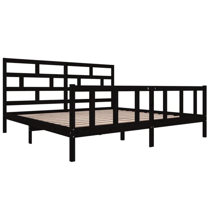 vidaXL - Bedframe - massief - grenenhout - zwart - 200x200 - cm
