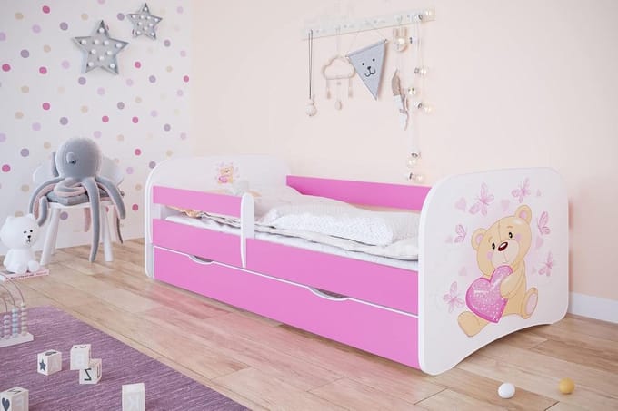 Dagbed - Kinderbed - Rustige nacht - Veiligheidsrooster - 1 persoon - Roze