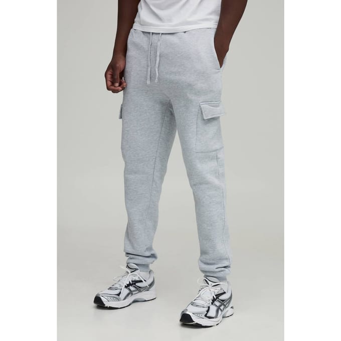 Lange Essentiële Skinny Cargo Jogger | Grey Marl | Size Medium