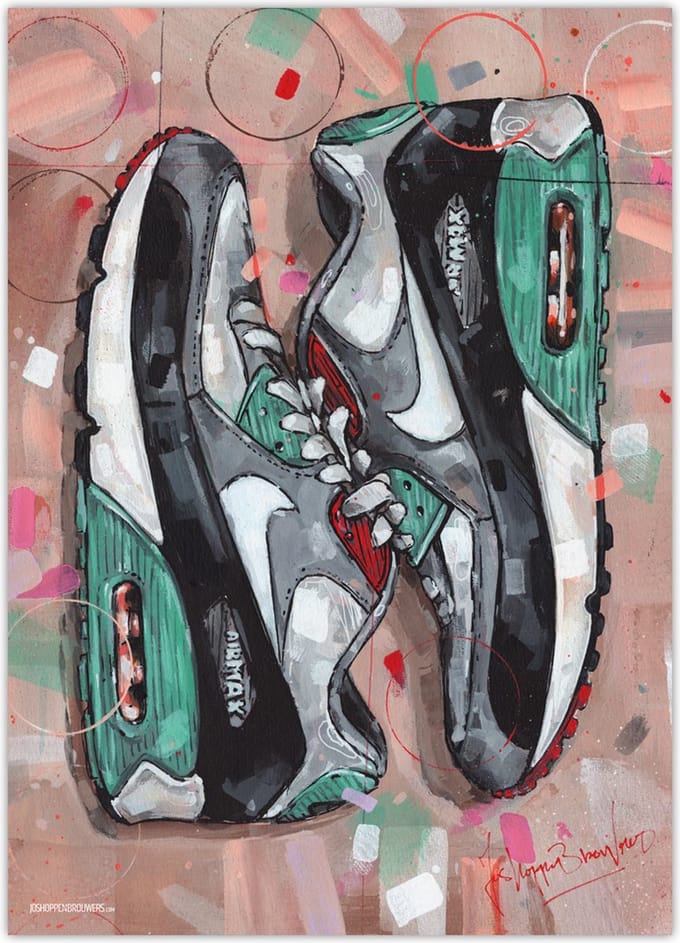 Sneaker poster sideways green 50x70 cm