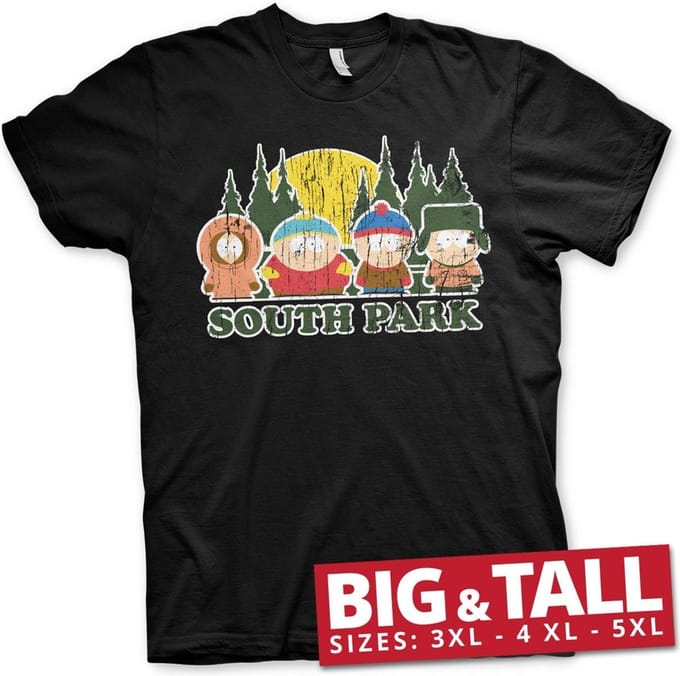 South Park Distressed Big & Tall T-shirt, zwart