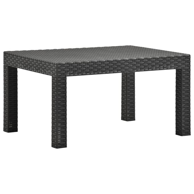 vidaXL - Tuintafel - 58x58x41 - cm - PP - rattan - antracietkleurig