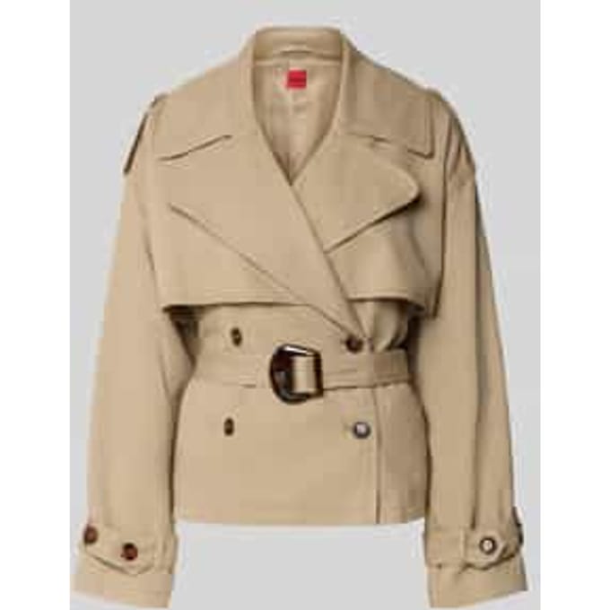 boxy fit trenchcoat-jack van mix van katoen en linnen model 'ACLUNDA-1-W'