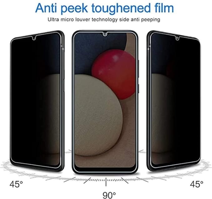 Screenprotector Geschikt voor Samsung Galaxy A02 Screen Protector Privacy Glass - Galaxy A02 Privacy Screen - Privacy Glass Galaxy A02 - Privacy Screenprotector Galaxy A02 - Privacy Screenprotector - 2 pack