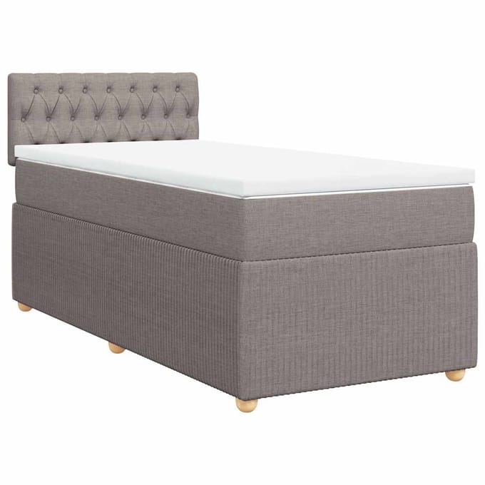 vidaXL - Boxspring - met - matras - stof - taupe - 90x200 - cm