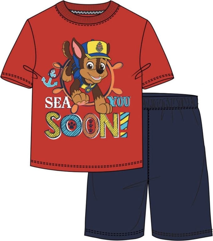 Paw Patrol pyjama - rood - blauw - maat 128 / 8 jaar