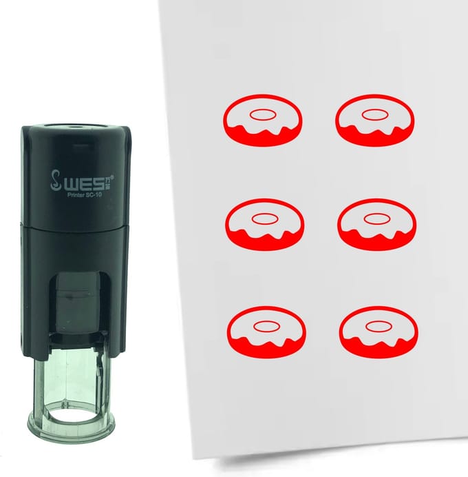 CombiCraft Stempel Donut 10mm rond - rode inkt
