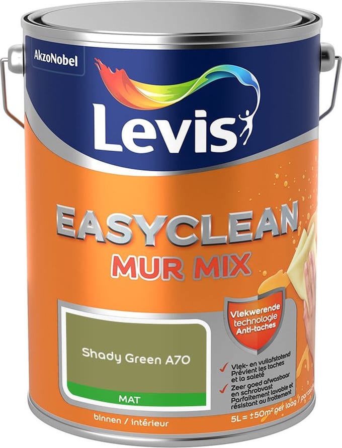 Levis - Easyclean Mur Mat Mix - Shady Green A70 - Mengverf - 5 L